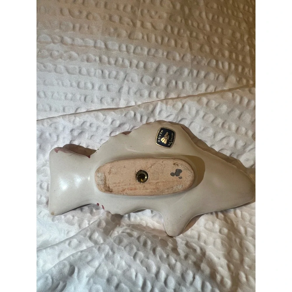 MacKenzie-Childs‎ Ceramic Fish Knob 5in Colorful Checker Pink Pull Handle